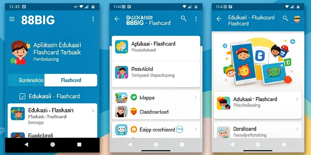 Tampilan antarmuka aplikasi 88BIG dengan fungsi flashcard.