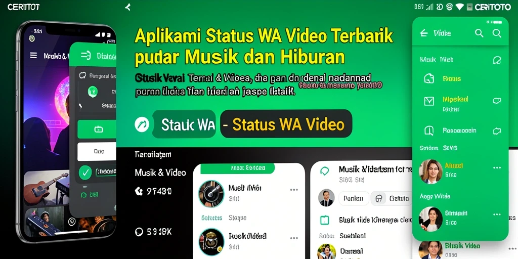 Antarmuka CERITOTO menampilkan berbagai pilihan video Status WA yang menarik.