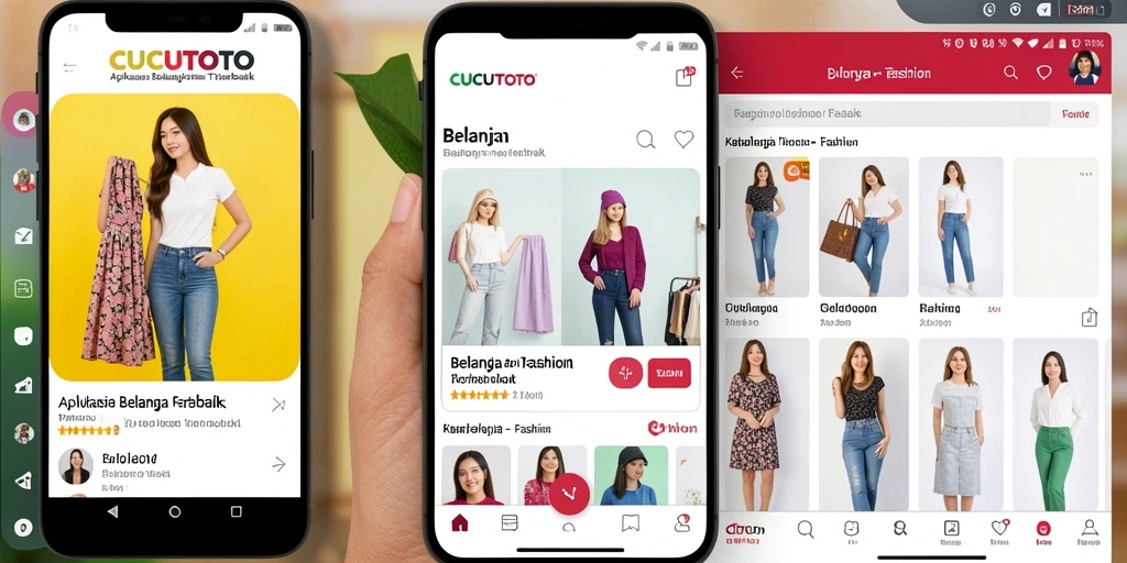 Tampilan antarmuka CUCUTOTO yang menarik untuk belanja Fashion.