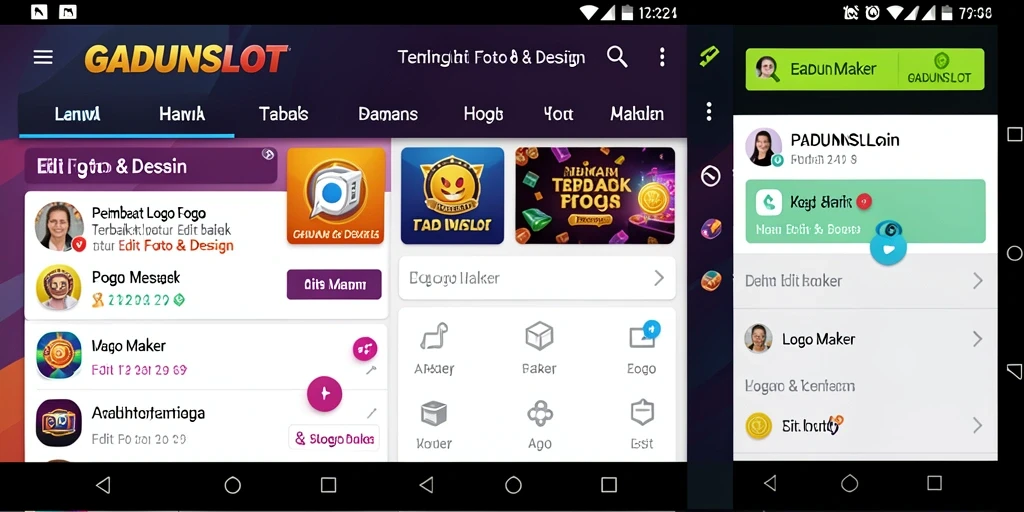 Antarmuka aplikasi GADUNSLOT untuk desain logo yang intuitif dan menarik.