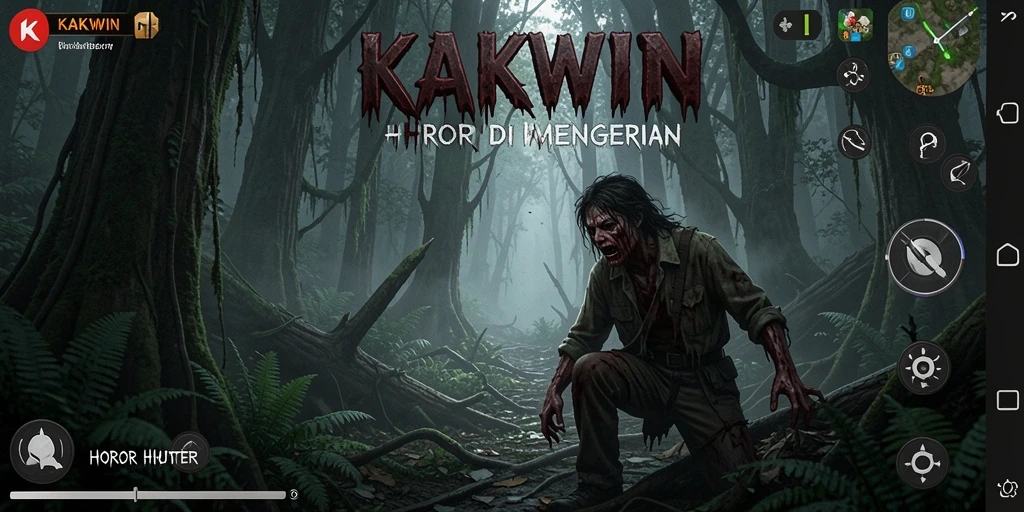 Antarmuka KAKWIN menunjukkan suasana mencekam di hutan yang gelap.