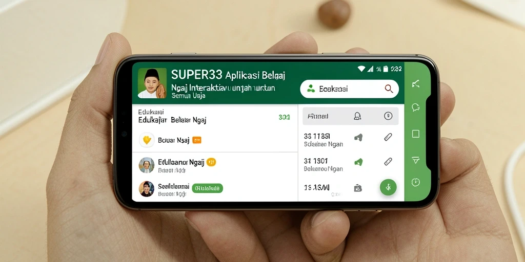 Tampilan antarmuka aplikasi SUPER33 dengan fitur belajar mengaji.